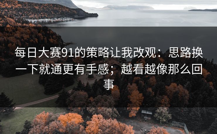 每日大赛91的策略让我改观：思路换一下就通更有手感；越看越像那么回事